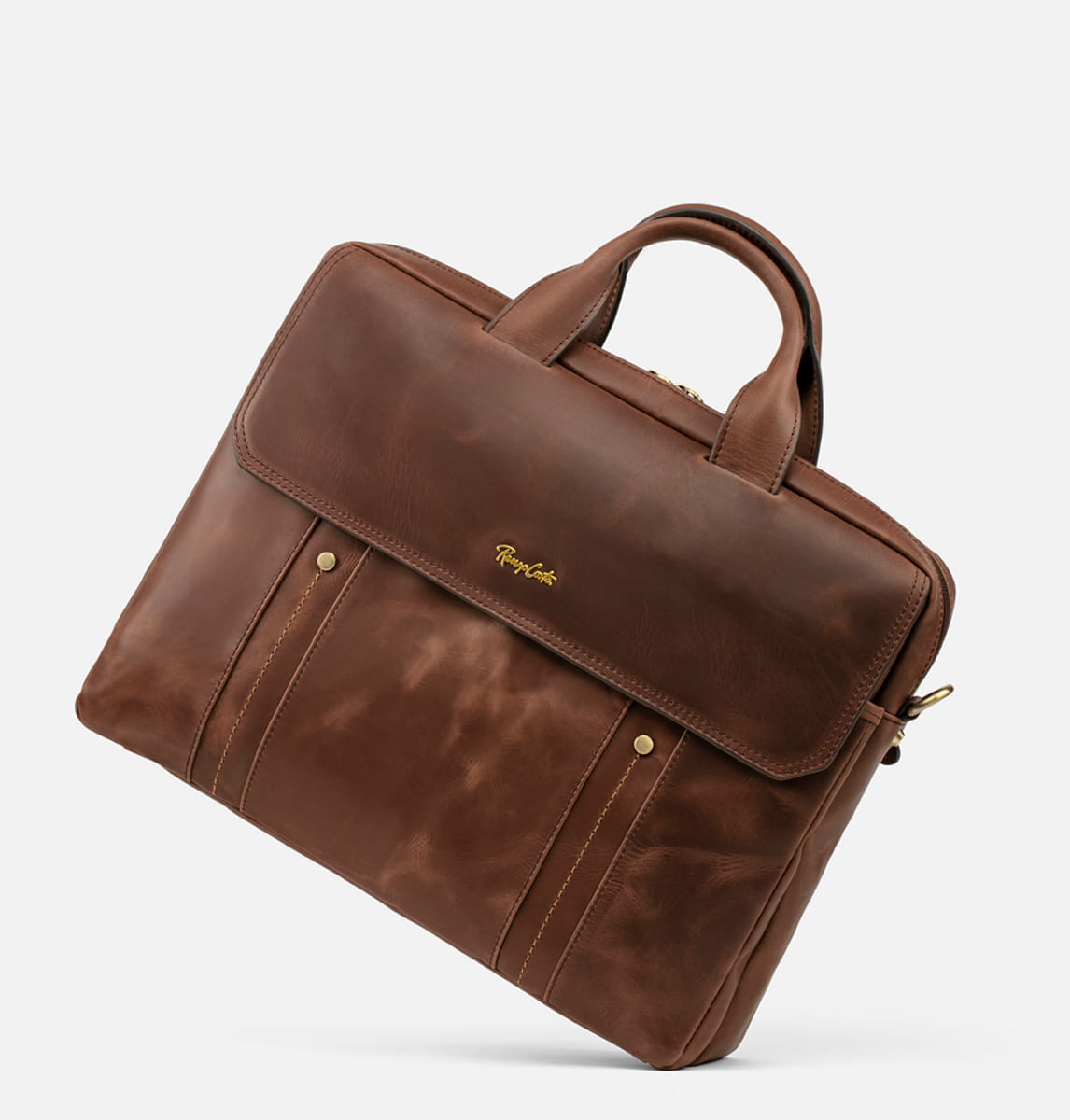 Renzo Costa Leather messenger men’s bag Brown